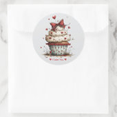 Rond Whimsical Watercolor Cupcake Love Sticker (Sac)