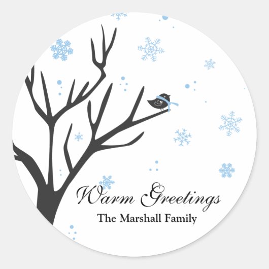 Rond Whimsy Tree and Bird - Sticker Snowflakes (Devant)