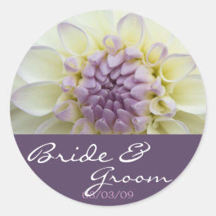 Rond White Dahlia ・ Save the Date Sticker