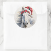 Rond White Horse Christmas Sticker (Sac)