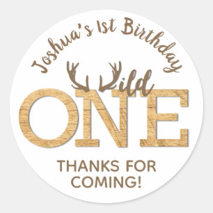 Rond Wild One First 1st Birthday Favoriser Sticker Étiq