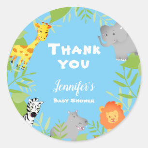 Rond Wild One Safari Animaux Baby shower Sticker garçon