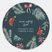 Rond Winter Botanicals | Christmas Gift Sticker (Devant)