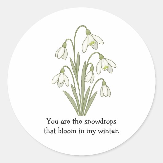 Rond Wonky Zoo Lovely Snowdrops Sticker (Devant)