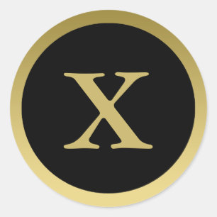 Rond X :: Monogram X Elegant Gold et Black Sticker