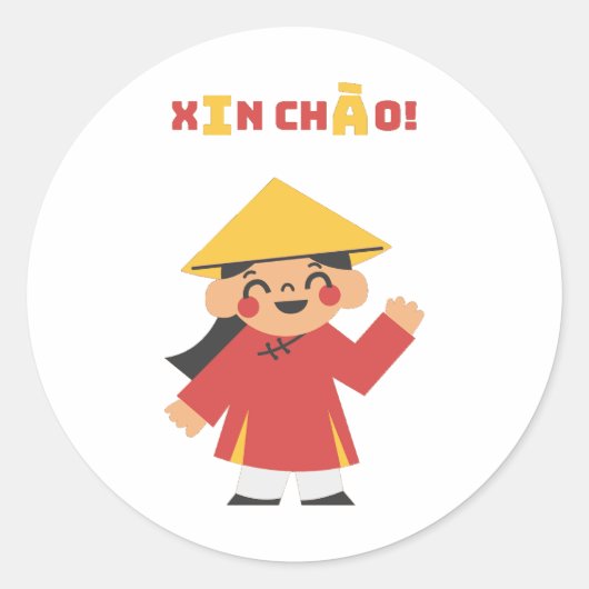 Rond XIN CHÀO ! Sticker du Vietnam (Devant)