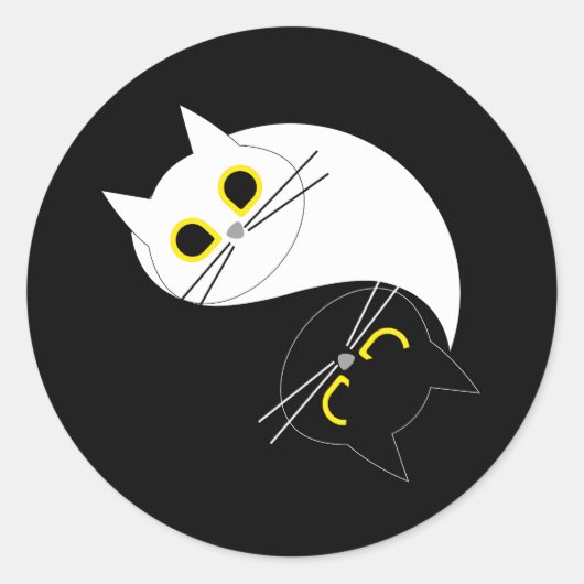 Rond YIN - YANG Funny Chat Sticker (Devant)