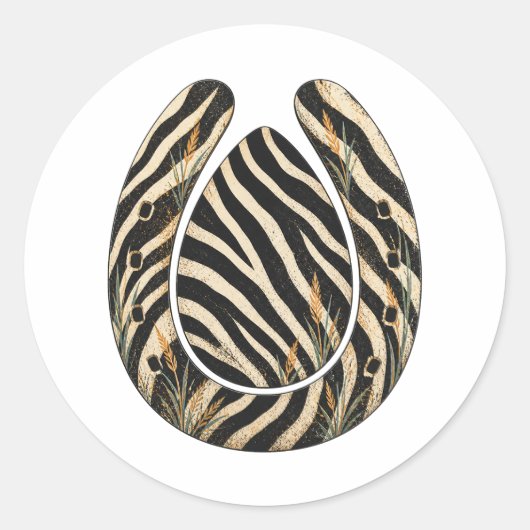 Rond Zebra Botanical Hoofprint Nature Sticker (Devant)