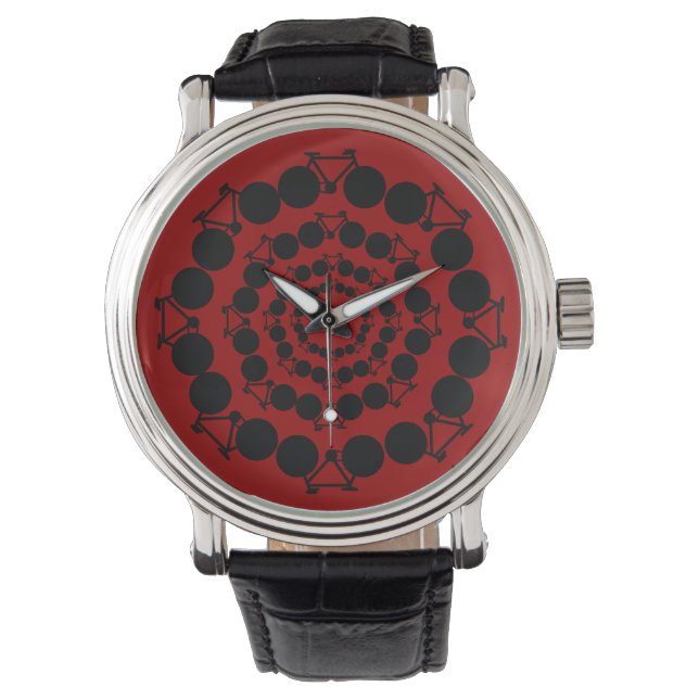 rond zwart fietsen elegant ontwerp horloge (Voorkant)