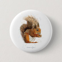 Ronde 6 cm badge met de rode eekhoorn