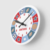 Ronde All Stars Sports thème Nursery Mur Horloge (Angle)