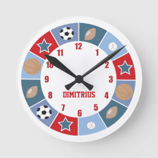Ronde All Stars Sports thème Nursery Mur Horloge