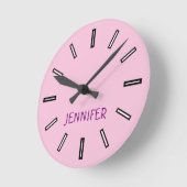 Ronde Amusement, plaine, horloge rose simple + Nom (Angle)