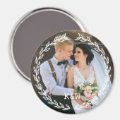 Ronde antieke lijst met monogram foto magneet (Voorkant / Achterkant)