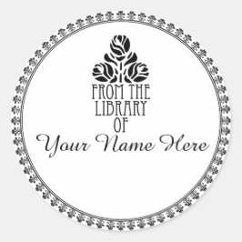 Ronde Art Deco Stijl Boekplaat Sticker