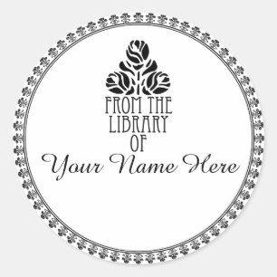 Ronde Art Deco Stijl Boekplaat Sticker