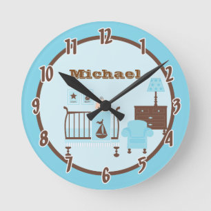 Ronde Baby Room Boy Horloge personnalisée