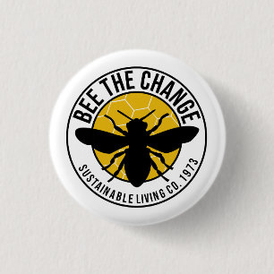 Ronde badge 'Bee The Change' van 3 cm Ronde Button 3,2 Cm