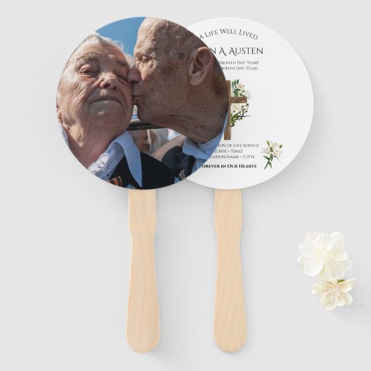 Ronde begrafenisprogramma Fan Custom Memorial Keep Handwaaier (Voorkant en achterkant)