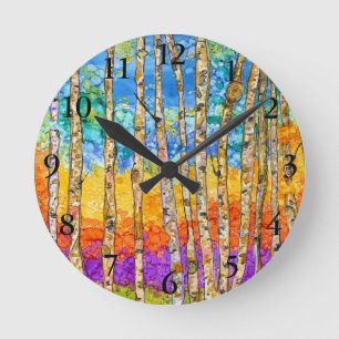 Ronde Belle horloge d'arbre en peuplier coloré