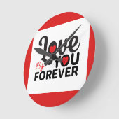 Ronde Belle Saint Valentin tendance Red Wall horloge (Angle)