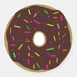 Ronde bevroren chocolade donut met spruitjes sticker