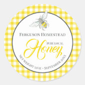 Ronde bijenkunst honing geel potje top label (Voorkant)