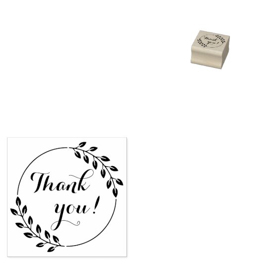Ronde bladeren dubbele krans dank u 1x1 	rubberstempel (Gestempeld)