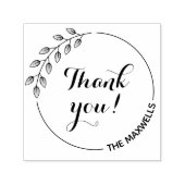 Ronde bladeren krans dank u familienaam zelfinktende stempel (Design)