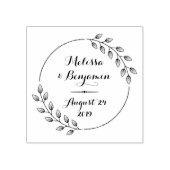Ronde bladeren Wreath Wedding sparen de Datum Rubberstempel (Afrduk)