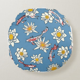 Ronde Blauwe Madeliefjes Weide Accentkussen - Deco Rond Kussen