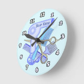 Ronde Bleu Beauté Parlor horloge esthéticienne (Angle)