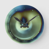 Ronde Bleu Turquoise Moderne Abstrait Design Horloge mur (Recto)