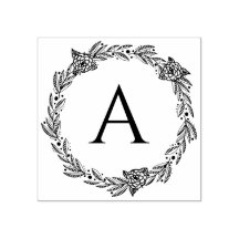 Ronde Bloemen Gepersonaliseerde Monogram Rubber St