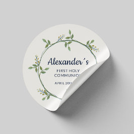 Ronde Bloemenkrans Sticker – Custom Communion