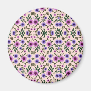 Ronde bloemenschaal met een levendig patroon magneet