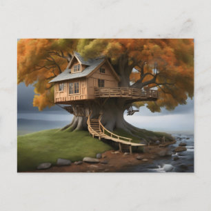 Ronde boomhut poster briefkaart