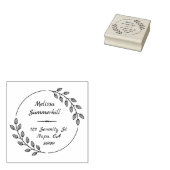 Ronde botanische bladeren, groot adres 	rubberstempel (Gestempeld)