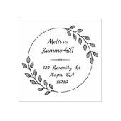 Ronde botanische bladeren, groot adres 	rubberstempel (Afrduk)