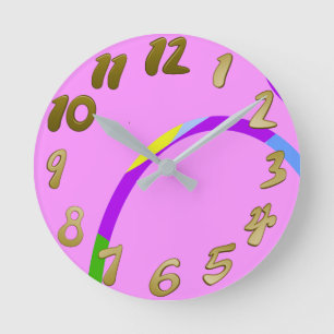 Ronde Boucles modernes Boucles rose Magenta Horloge mura