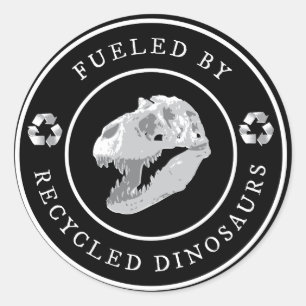 Ronde brandstof van gerecycleerde dinosaurussen - sticker