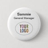 Ronde Button Werknemersnaam Tag Pin Bedrijf Logo (Voorkant)