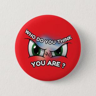 Ronde Button: Wie denk je (rood) Button 5,7 Cm