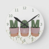 Ronde Cactus Maman Monogramme Cuisine Mur Horloge (Recto)