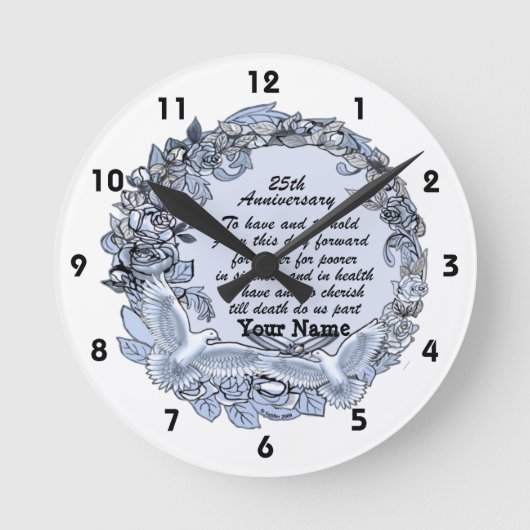 Ronde Cadeau de 25e anniversaire de mariage   Horloge (Recto)