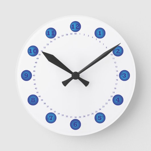 Ronde cadran à horloge cercle bleu avec secondes (Recto)