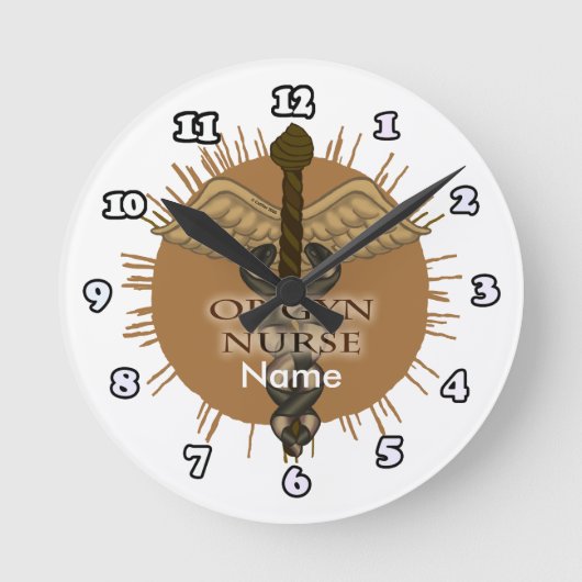 Ronde Caduceus OB Gyn Nurse horloge (Recto)