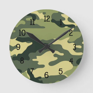 Ronde Camouflage vert Horloge garçon chambre à coucher C