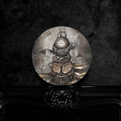 Ronde Cauldron à vapeur orné | Spellbooks et horloge