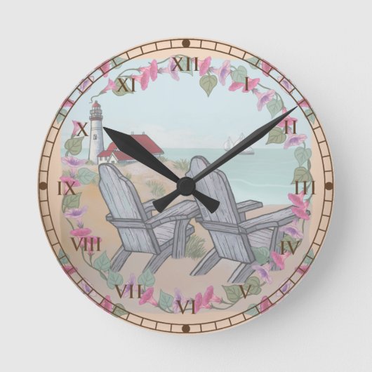 Ronde Chaises de plage Phare horloge (Recto)